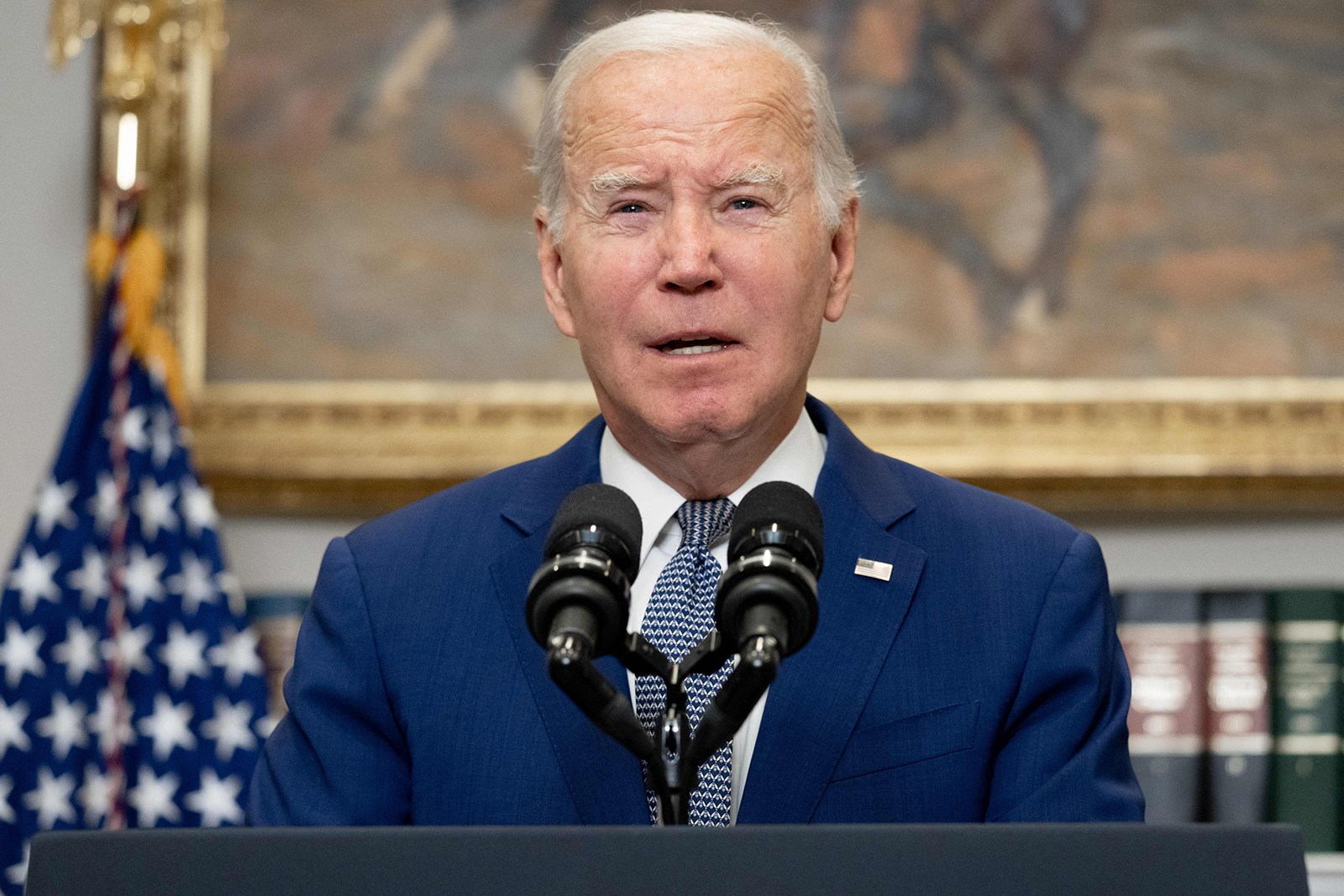 President Joe Biden delivers remarks from the White House in Washington, DC, on October 1. 