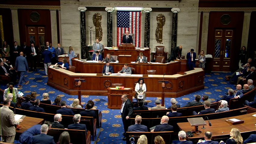 This screengrab from House TV shows the House floor shortly after they failed to table the effort to oust Kevin McCarthy as Speaker.